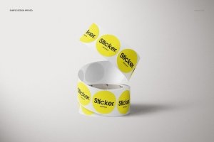 Round Roll Stickers Mockup Set